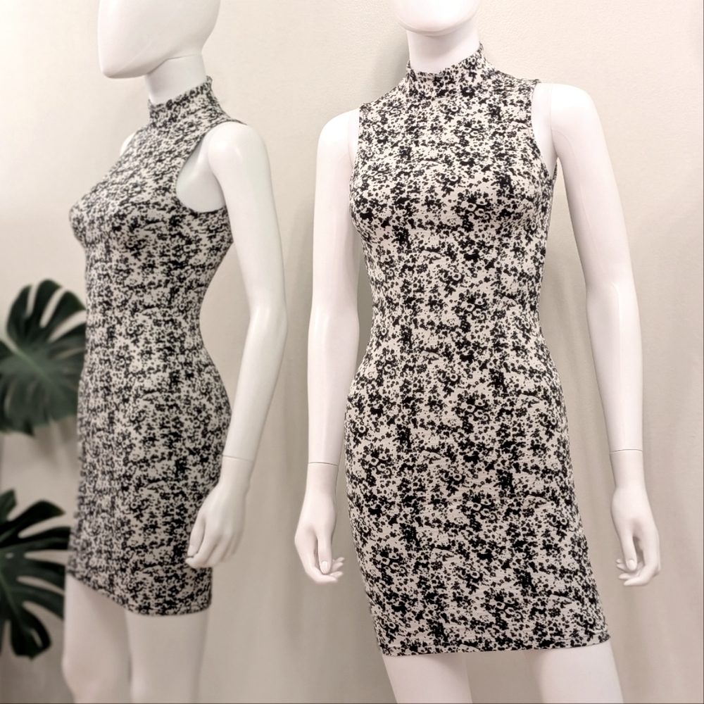 MOVING SALE Again LA Paint Splatter Sleeveless Mock Neck Bodycon Dress XS